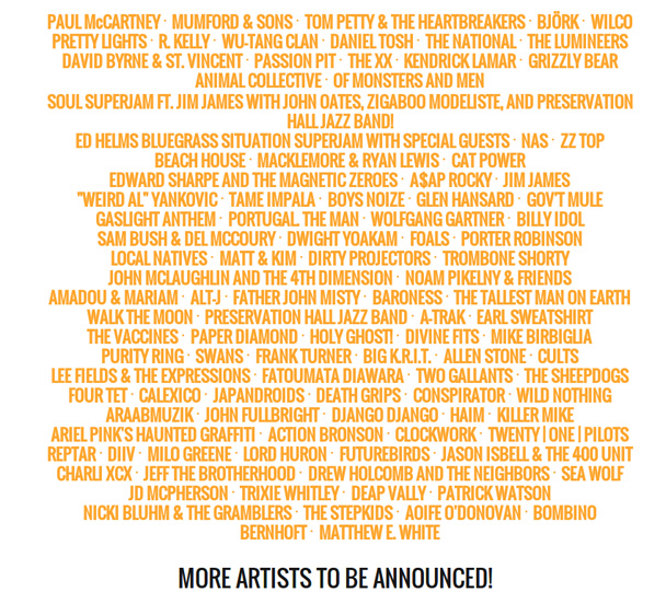 Paul McCartney, Tom Petty & The Heartbreakers, Bjork, Wilco, Mumford & Sons, Wu-Tang Clan Lead Bonnaroo 2013 Lineup