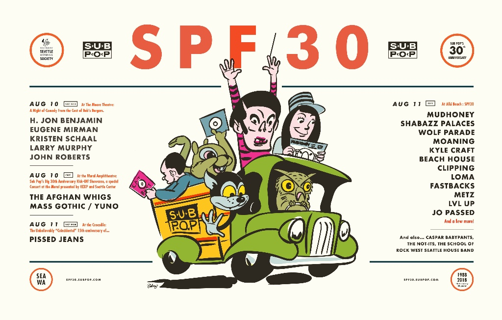 Free Event! Mudhoney, Shabazz Palaces, Wolf Parade, Kyle Craft Lead Sub Pop’s 30th Anniversary Weekend (August 10-11, 2018)