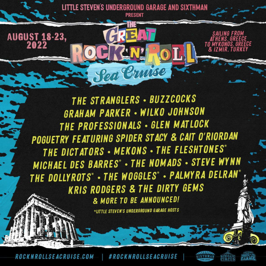 Lucinda Wiliams, Steve Earle, Buzzcocks, The Strangers Llead Outlaw Country West and The Great Rock ‘N’ Roll Sea Cruise.