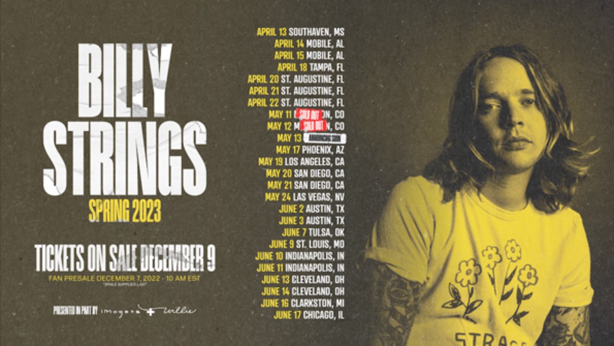 Billy Strings Reveals 22 Newly  Confirmed Shows 2023 Shows