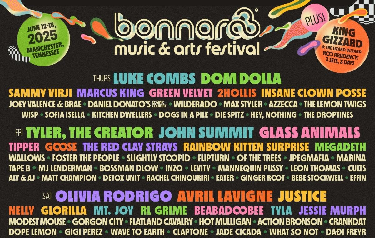 King Gizzard Residency, Tyler The Creator, Olivia Rodrigo Top Bonnaroo 2025 Lineup