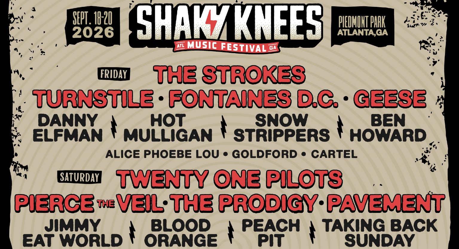 Gorillaz, Turnstile, Geese, Pavement, Wu-Tang Clan, LCD Soundsystem &, The Strokes Lead Stacked Shaky Knees Music Festival Lineup - Glide Magazine